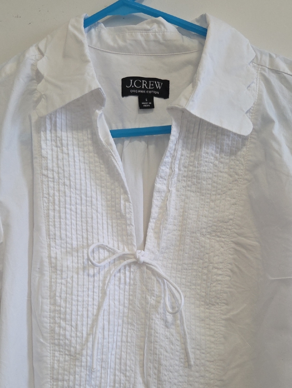 J. Crew White Pintuck Tie-Neck Blouse - Picture 6 of 9